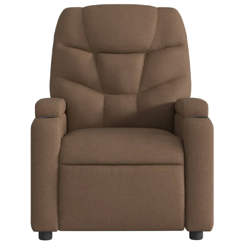 Fauteuil de relaxation TV fonction massage inclinable 6 points de massage en tissu marron DEC027008