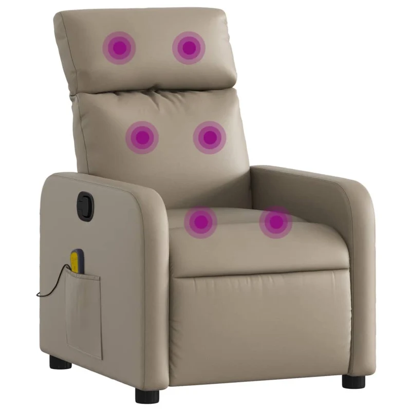 Fauteuil de relaxation TV fonction massage inclinable 6 points de massage en PVC cappuccino DEC026880