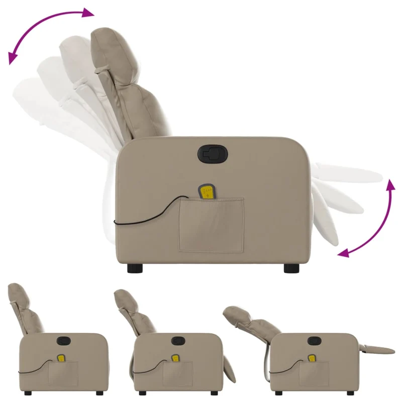 Fauteuil de relaxation TV fonction massage inclinable 6 points de massage en PVC cappuccino DEC026880