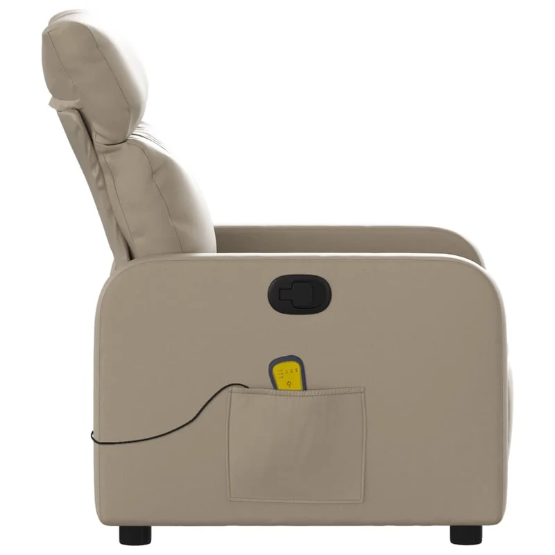 Fauteuil de relaxation TV fonction massage inclinable 6 points de massage en PVC cappuccino DEC026880
