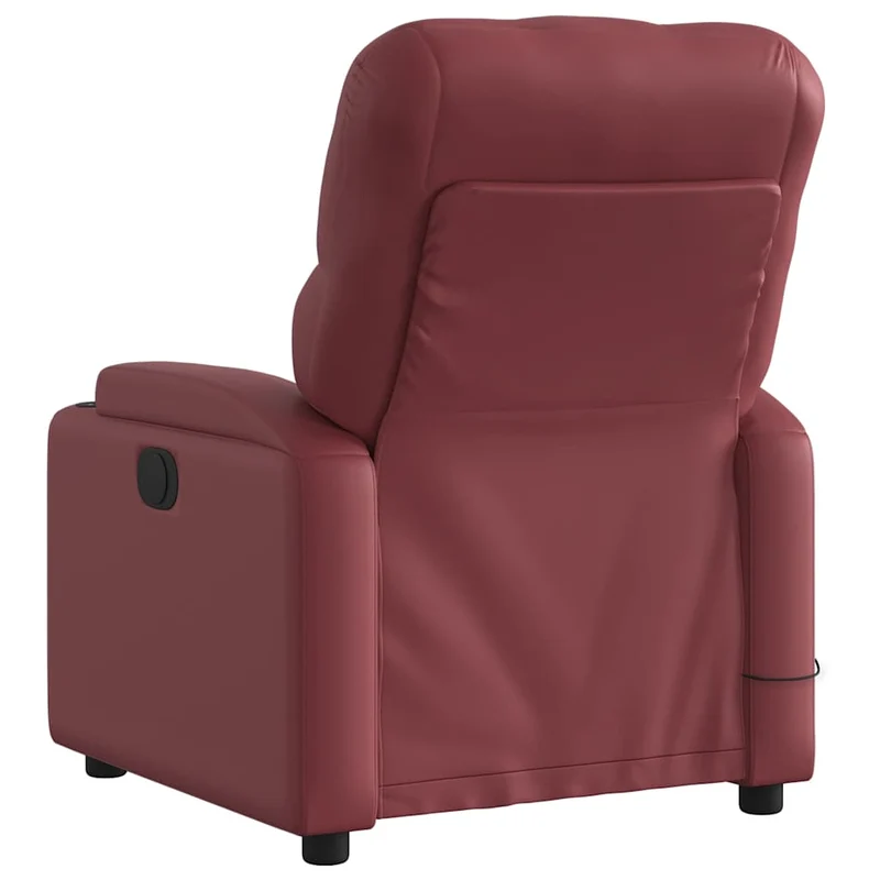 Fauteuil de relaxation TV fonction massage inclinable électrique 6 points de massage en PVC rouge bordeaux DEC027241