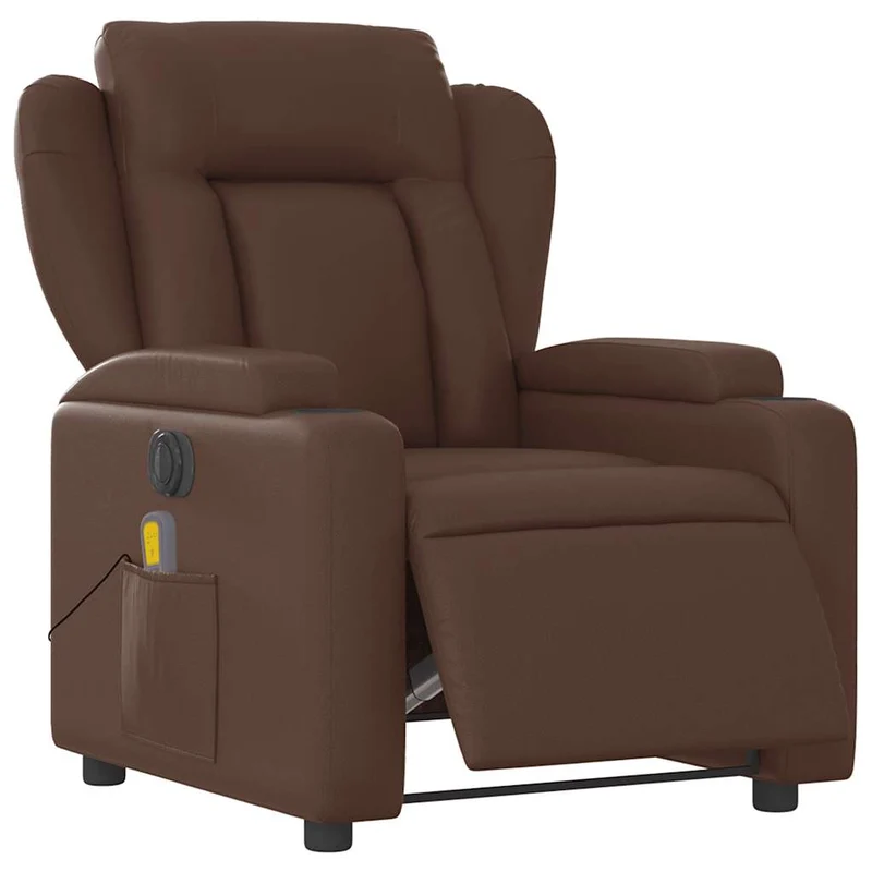 Fauteuil de relaxation TV fonction massage inclinable électrique 6 points de massage en PVC marron DEC027201