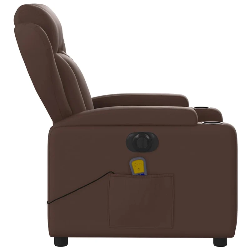 Fauteuil de relaxation TV fonction massage inclinable électrique 6 points de massage en PVC marron DEC027201