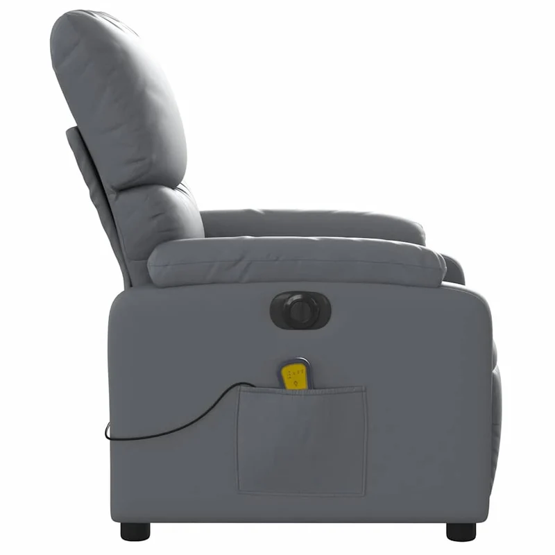 Fauteuil de relaxation TV fonction massage inclinable électrique 6 points de massage en PVC gris DEC027179