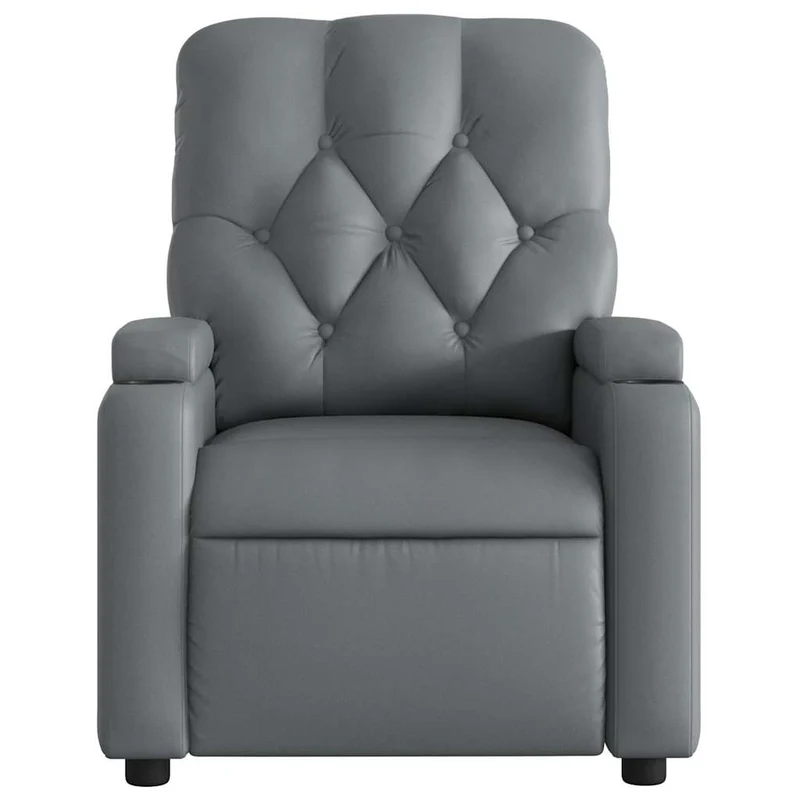Fauteuil de relaxation TV fonction massage inclinable électrique 6 points de massage en PVC gris DEC027171