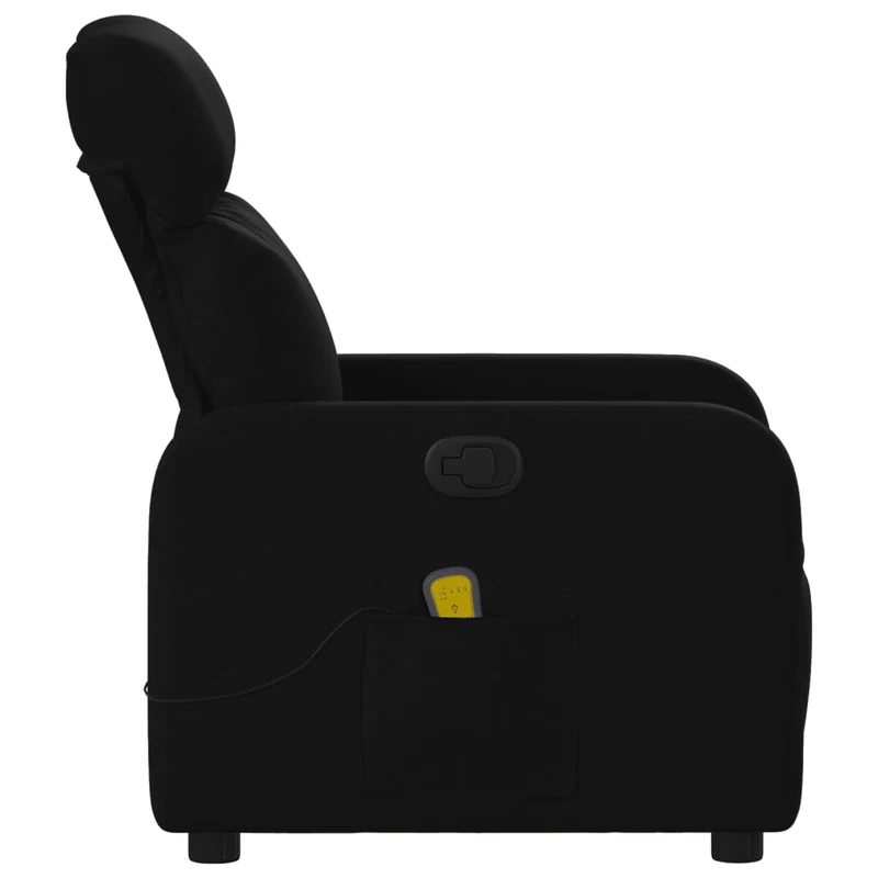 Fauteuil de relaxation TV fonction massage inclinable 6 points de massage en tissu noir DEC027071