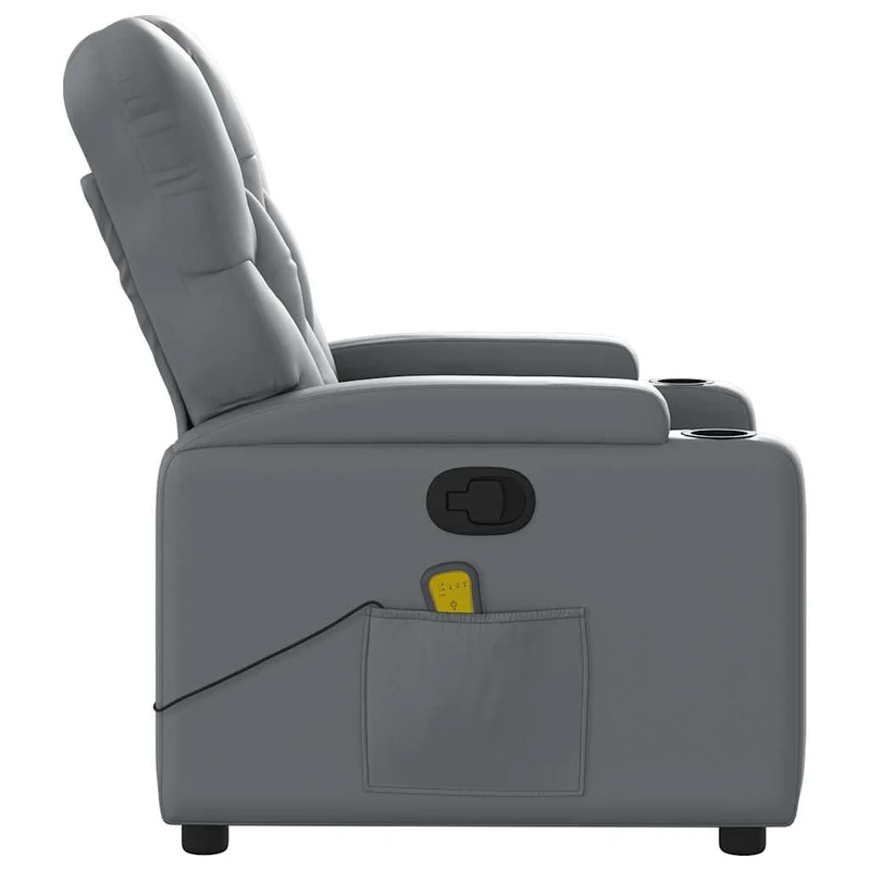Fauteuil de relaxation TV fonction massage inclinable 6 points de massage en PVC gris DEC026974