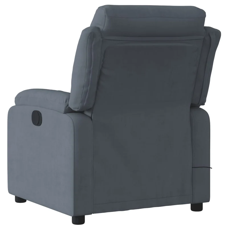 Fauteuil de relaxation TV fonction massage inclinable 6 points de massage en velours gris foncé DEC026967