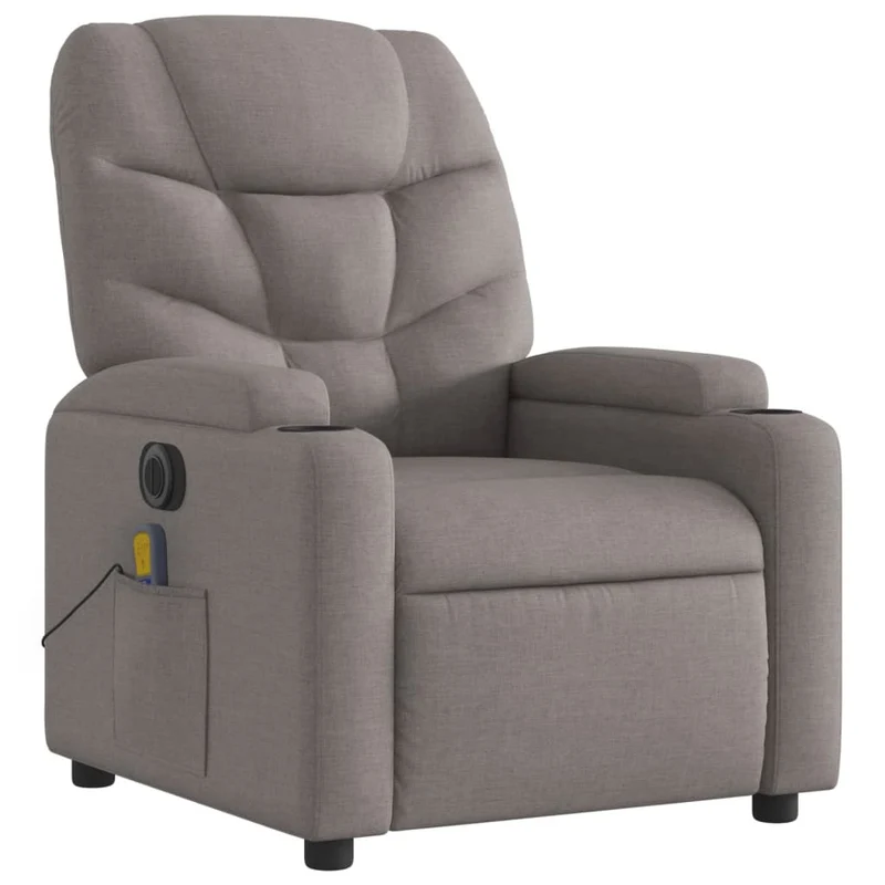 Fauteuil de relaxation TV fonction massage inclinable électrique en tissu taupe DEC027273