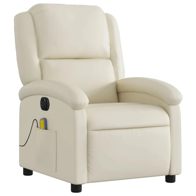 Fauteuil de relaxation TV fonction massage inclinable électrique en PVC crème DEC027150