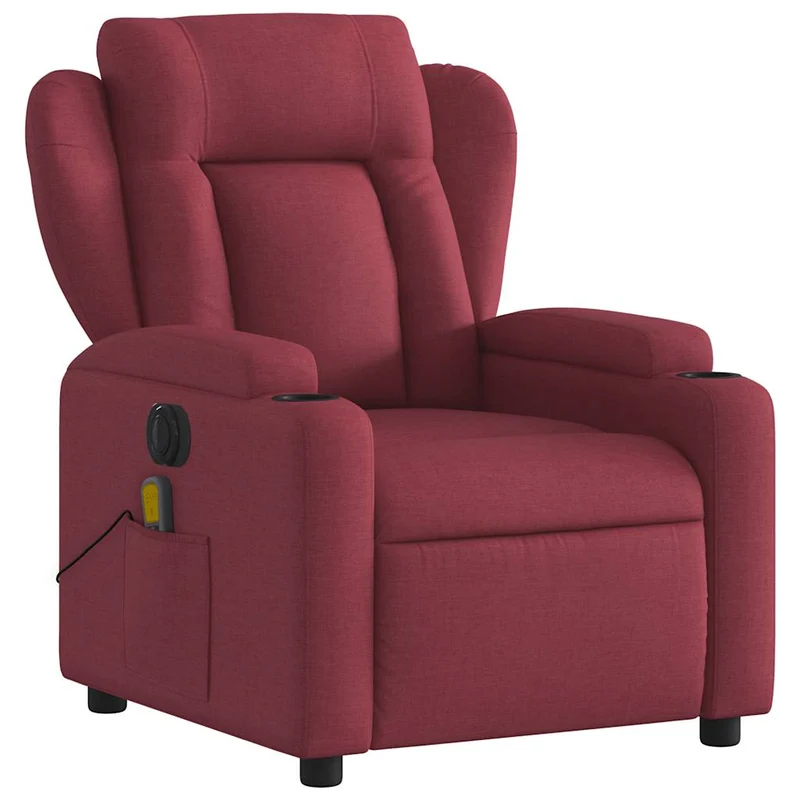 Fauteuil de relaxation TV fonction massage inclinable électrique en tissu rouge bordeaux DEC027249