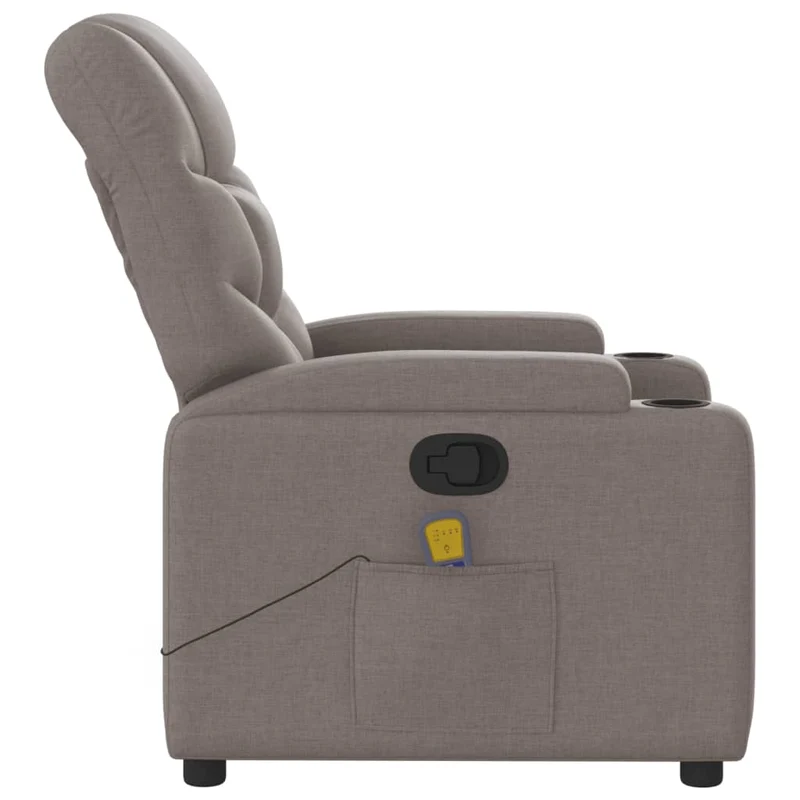 Fauteuil de relaxation TV fonction massage inclinable 6 points de massage en tissu taupe DEC027112