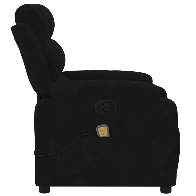 Fauteuil de relaxation TV fonction massage inclinable 6 points de massage en velours noir DEC027073