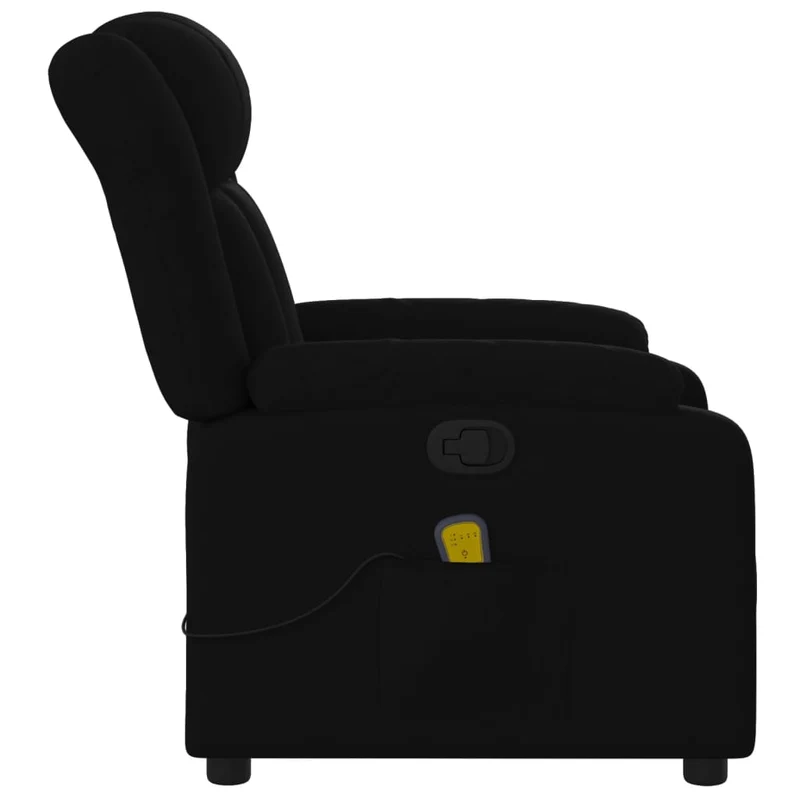 Fauteuil de relaxation TV fonction massage inclinable 6 points de massage en tissu noir DEC027057
