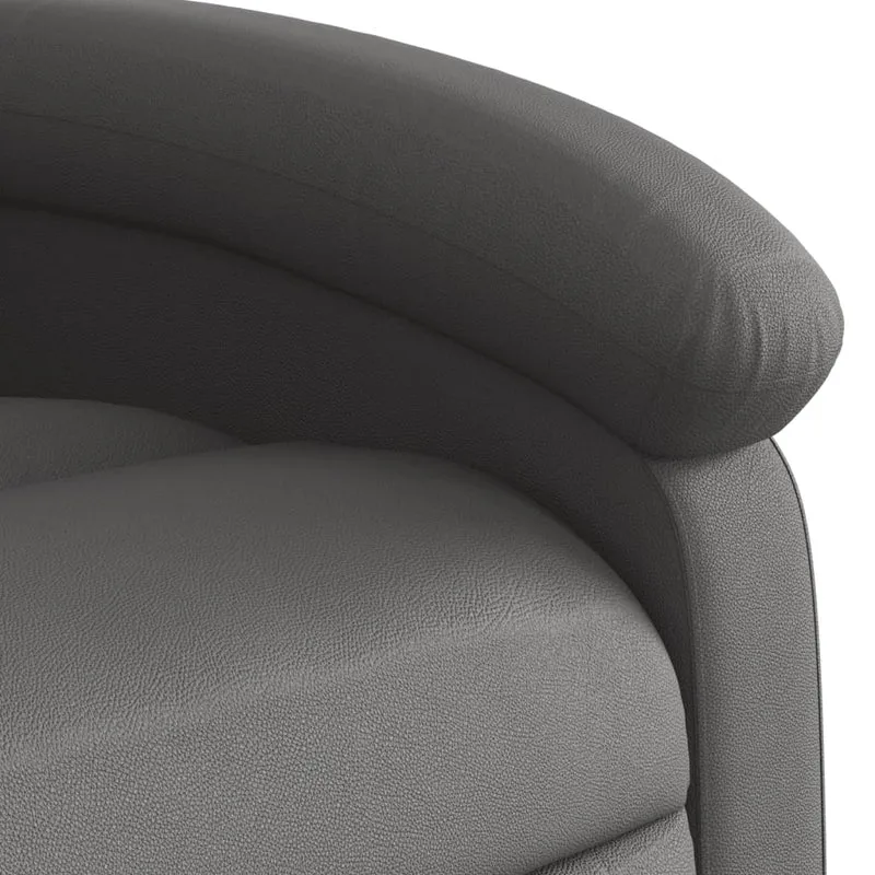 Fauteuil de relaxation TV fonction massage inclinable 6 points de massage en cuir véritable gris DEC026935