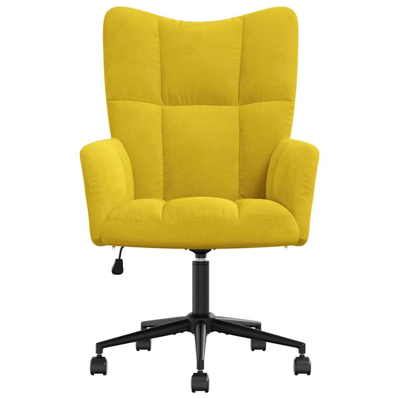 Fauteuil lounge chaise de canapé sur roulettes design moderne en velours jaune moutarde DEC026712