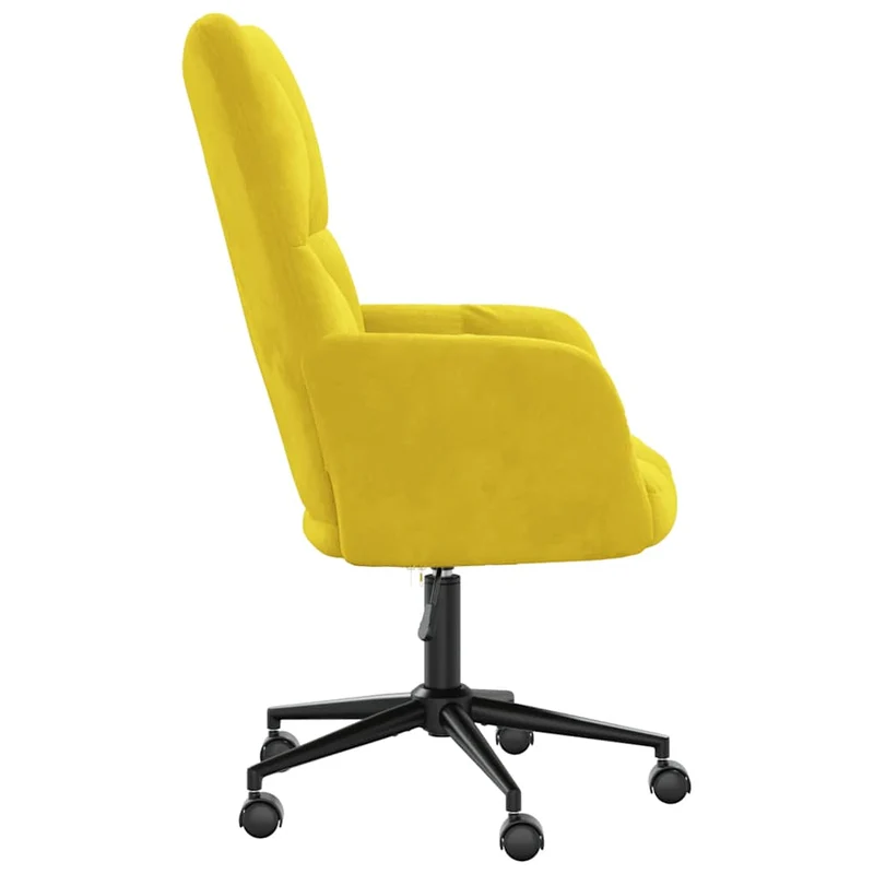 Fauteuil lounge chaise de canapé sur roulettes design moderne en velours jaune moutarde DEC026712