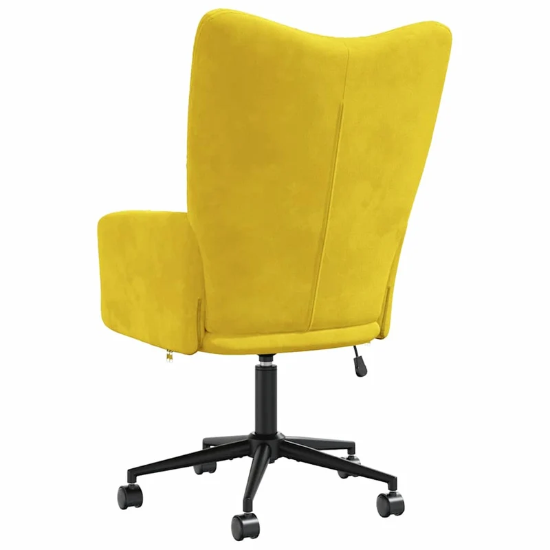 Fauteuil lounge chaise de canapé sur roulettes design moderne en velours jaune moutarde DEC026712