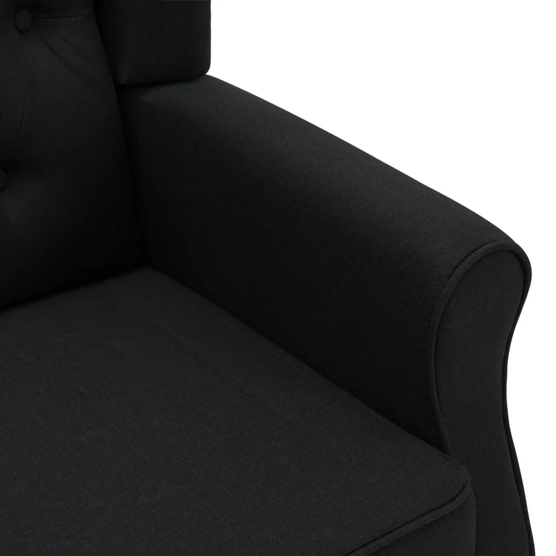 Fauteuil lounge design moderne et confortable avec repose-pieds en tissu noir DEC026840