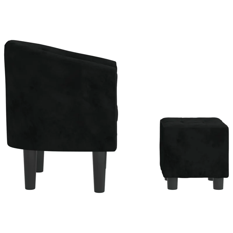 Fauteuil lounge design moderne avec repose-pieds dossier arrondi en velours noir DEC026841