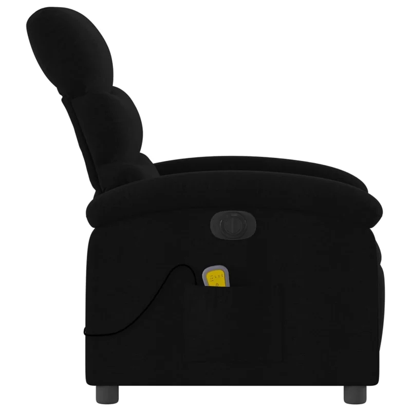 Fauteuil de relaxation TV fonction massage inclinable électrique 6 points de massage en tissu noir DEC027233