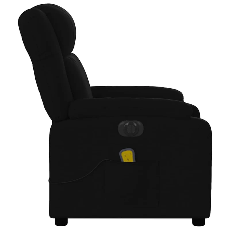 Fauteuil de relaxation TV fonction massage inclinable électrique 6 points de massage en tissu noir DEC027224