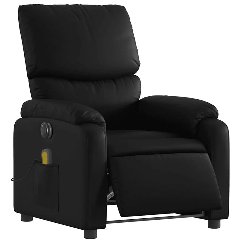Fauteuil de relaxation TV fonction massage inclinable électrique 6 points de massage en PVC noir DEC027215
