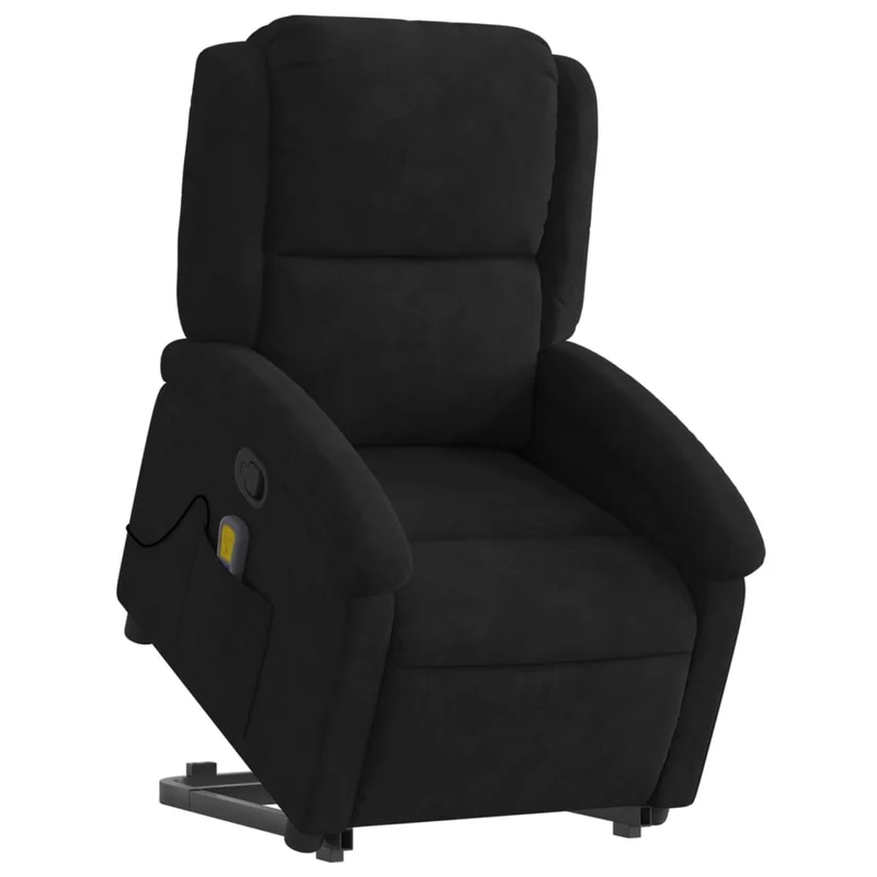 Fauteuil de relaxation TV fonction massage inclinable levage électrique en velours noir DEC027074