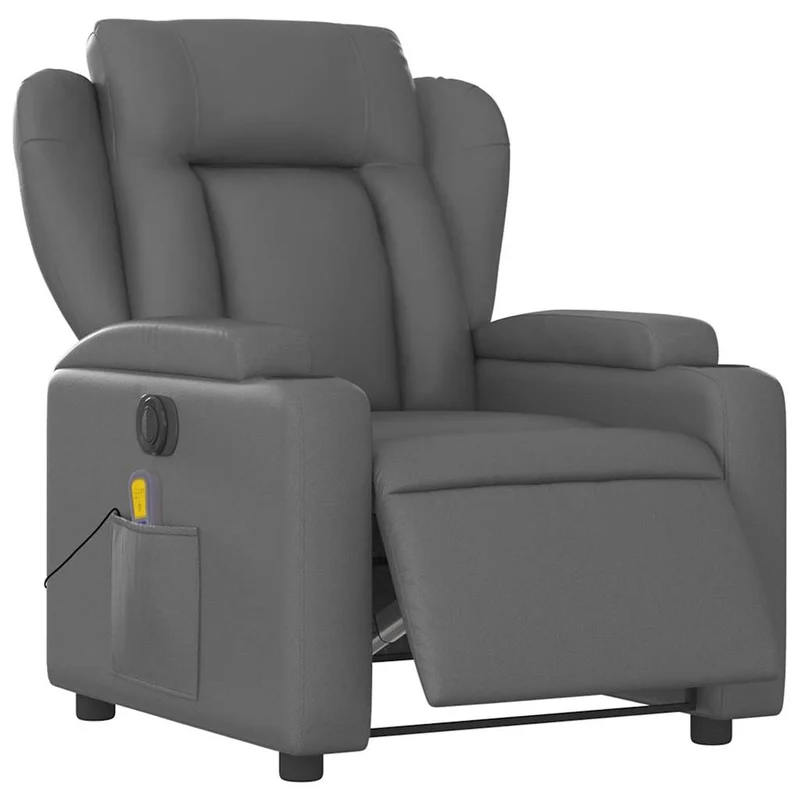 Fauteuil de relaxation TV fonction massage inclinable électrique 6 points de massage en PVC gris DEC027175