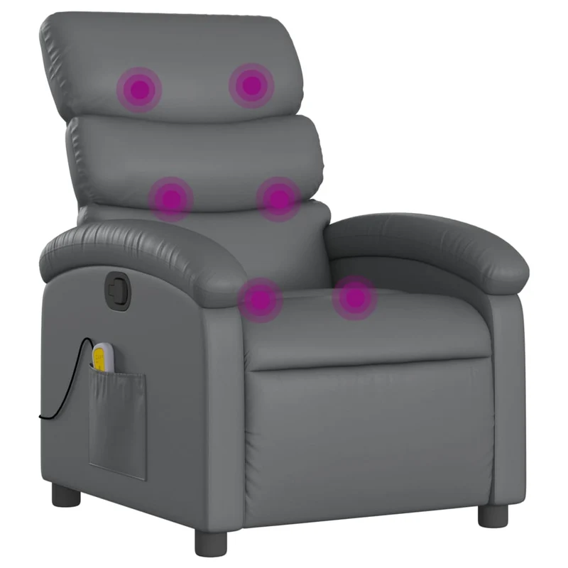 Fauteuil de relaxation TV fonction massage inclinable 6 points de massage en PVC gris DEC026977