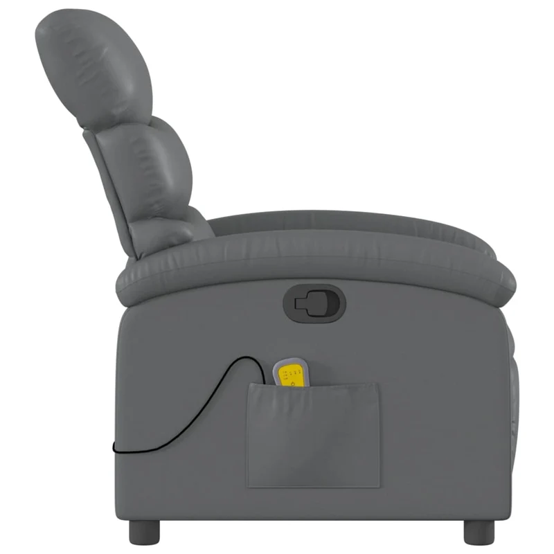 Fauteuil de relaxation TV fonction massage inclinable 6 points de massage en PVC gris DEC026977