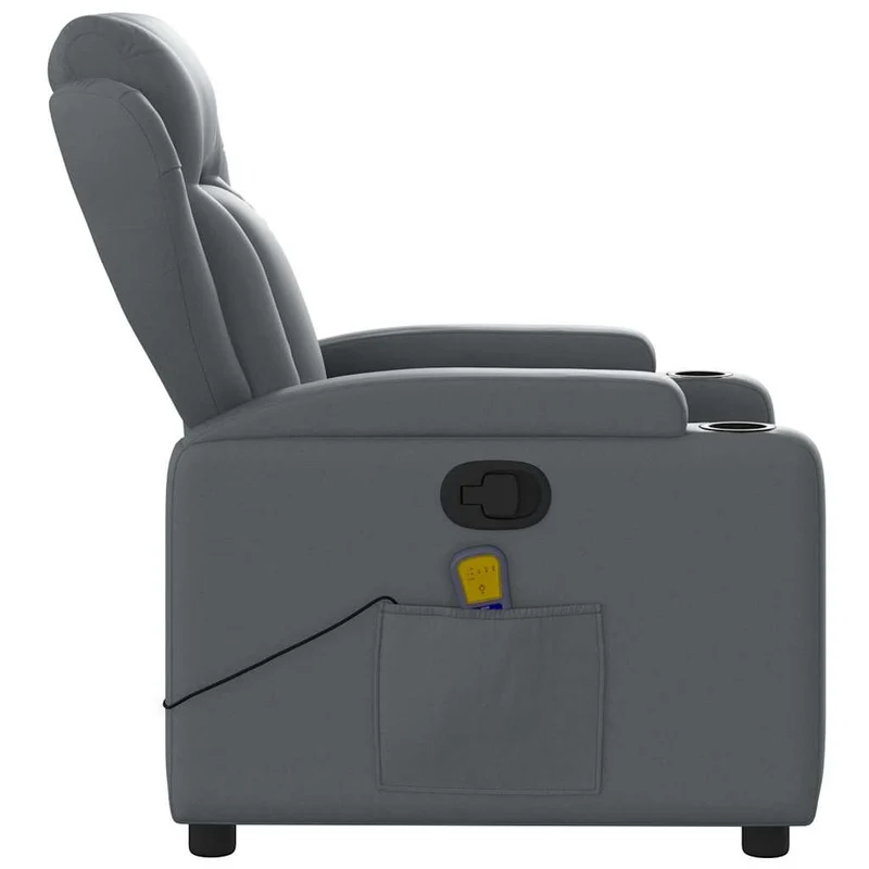 Fauteuil de relaxation TV fonction massage inclinable 6 points de massage en PVC gris DEC026971