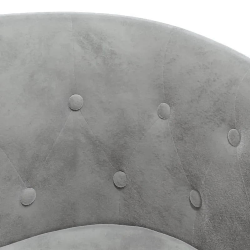 Fauteuil lounge design moderne avec repose-pieds en velours gris clair capitonné dossier arrondi DEC026833