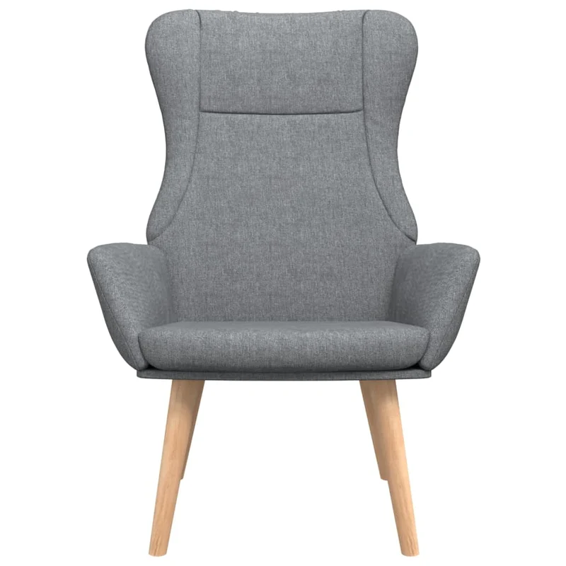 Fauteuil lounge chaise de canapé chambre design moderne en tissu gris clair et bois DEC026665
