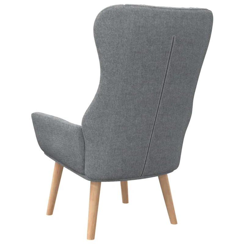Fauteuil lounge chaise de canapé chambre design moderne en tissu gris clair et bois DEC026665