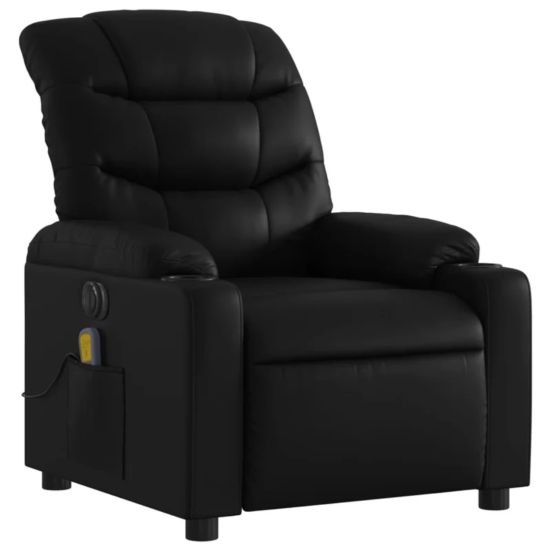 Fauteuil de relaxation TV fonction massage inclinable électrique 6 points de massage en PVC noir DEC027211