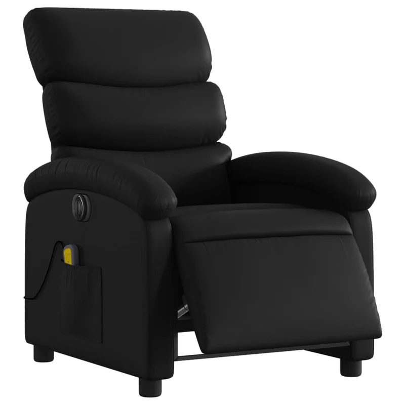 Fauteuil de relaxation TV fonction massage inclinable électrique 6 points de massage en PVC noir DEC027208