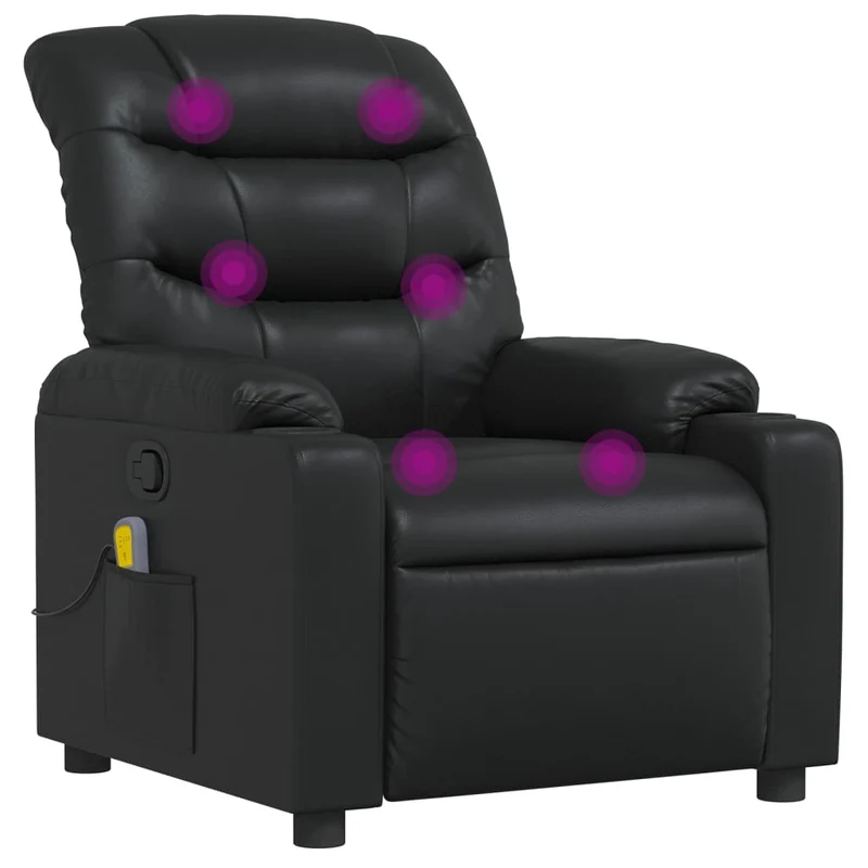 Fauteuil de relaxation TV fonction massage inclinable 6 points de massage en PVC noir DEC027037