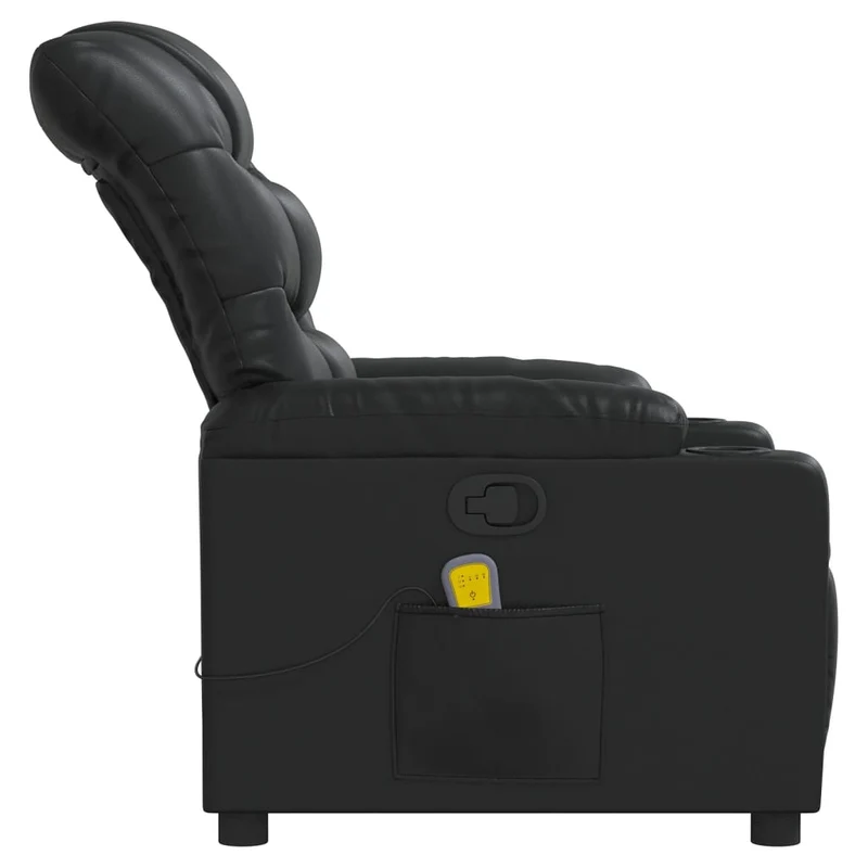 Fauteuil de relaxation TV fonction massage inclinable 6 points de massage en PVC noir DEC027037