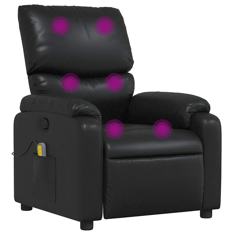 Fauteuil de relaxation TV fonction massage inclinable en PVC noir DEC027035