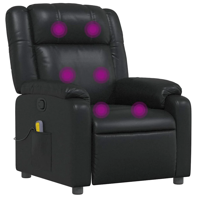 Fauteuil de relaxation TV fonction massage inclinable 6 points de massage en PVC noir DEC027033