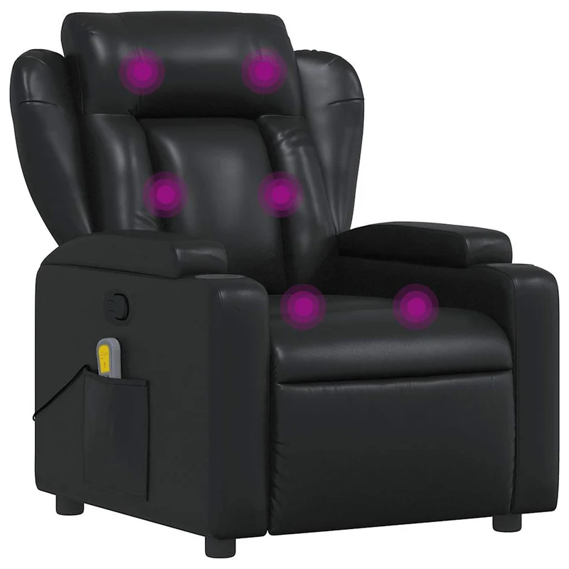 Fauteuil de relaxation TV fonction massage inclinable 6 points de massage en PVC noir DEC027029