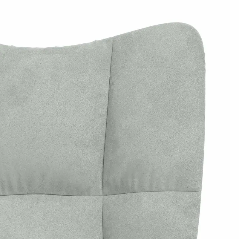 Fauteuil lounge chaise de canapé design moderne en velours gris clair et bois DEC026677
