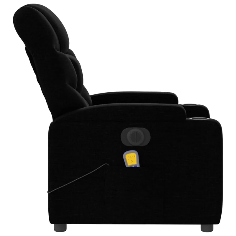Fauteuil de relaxation TV fonction massage inclinable électrique 6 points de massage en tissu noir DEC027234