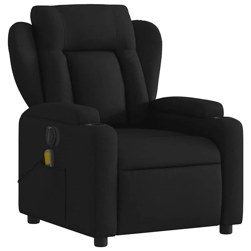 Fauteuil de relaxation TV fonction massage inclinable électrique 6 points de massage en tissu noir DEC027223