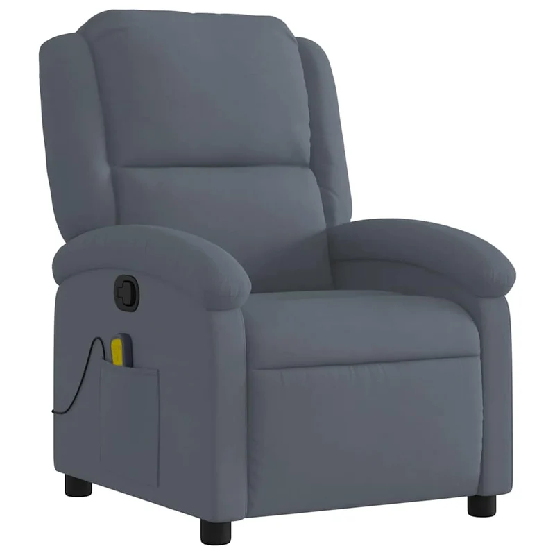 Fauteuil de relaxation TV fonction massage inclinable 6 points de massage en tissu velours gris foncé DEC026965