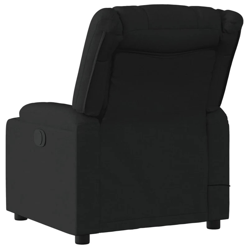 Fauteuil de relaxation TV fonction massage inclinable 6 points de massage en tissu noir DEC027058