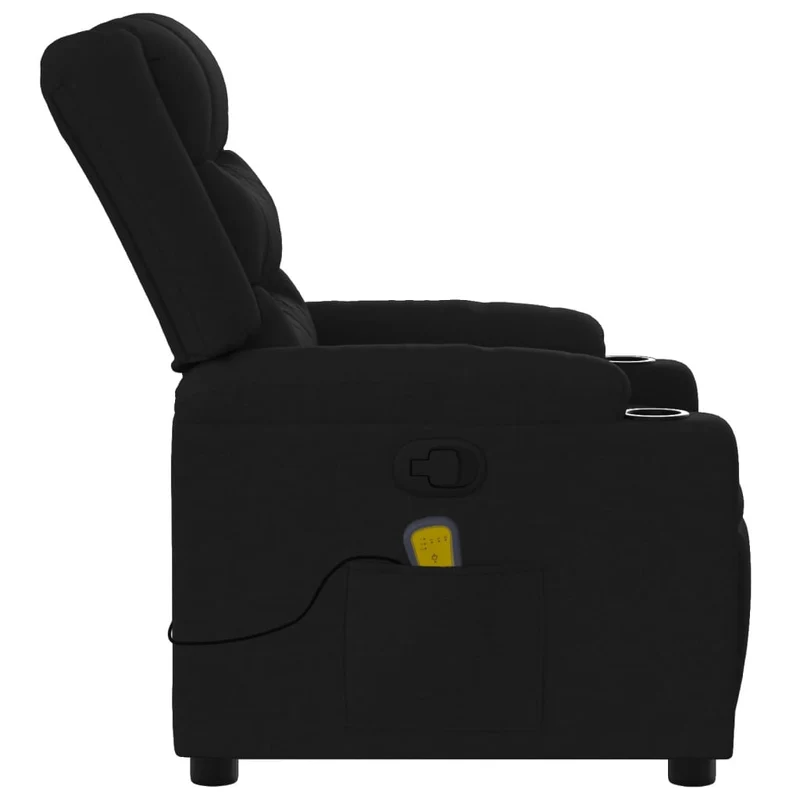 Fauteuil de relaxation TV fonction massage inclinable 6 points de massage en tissu noir DEC027058