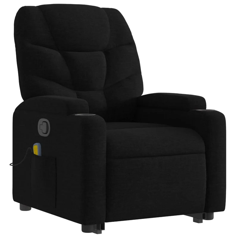 Fauteuil de relaxation TV fonction massage inclinable levage électrique en tissu noir DEC027054