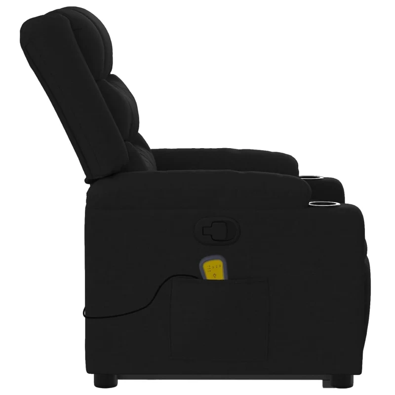 Fauteuil de relaxation TV fonction massage inclinable 6 points de massage en tissu noir DEC027050